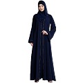 Front open abaya with piping work- Navy Blue Front open abaya with piping work- Navy Blue